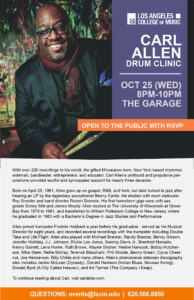 CARL ALLEN | Drum Clinic | Oct 25 @ LACM Garage | Pasadena | California | United States