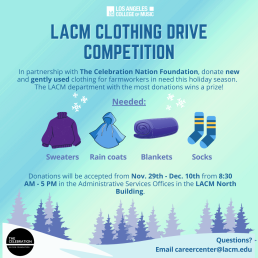 Clothing Drive Competition calendar